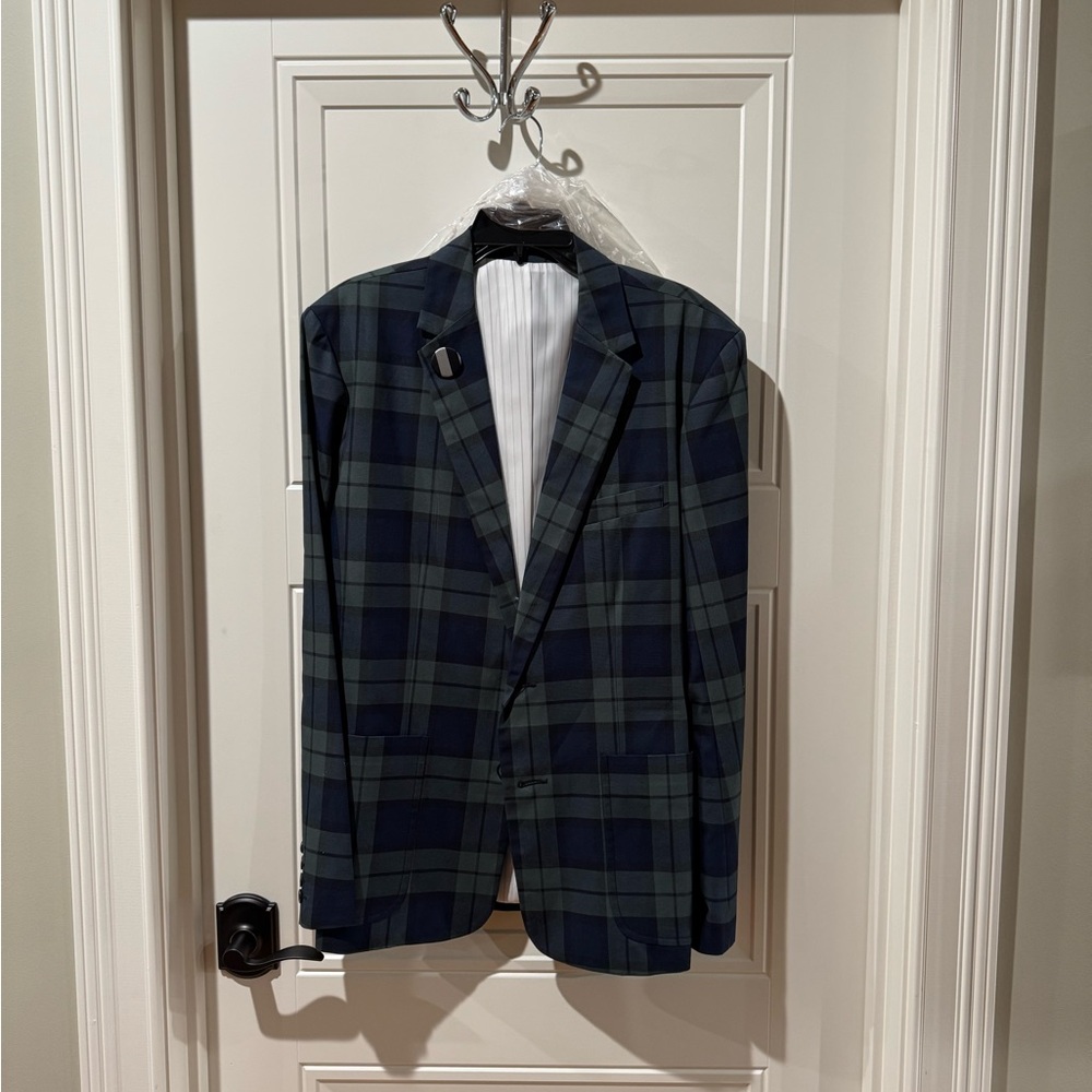 Mr. TURK Blue Green Tartan Plaid Blazer NWT Size 42 Sport Coat $495 retail Trina - Picture 9 of 12